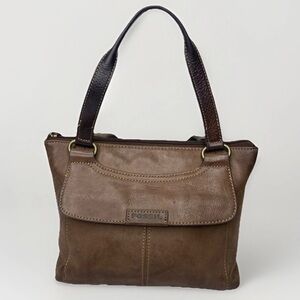 Vintage Fossil Leather Handbag Brown Genuine Leather Y2K Card Holder